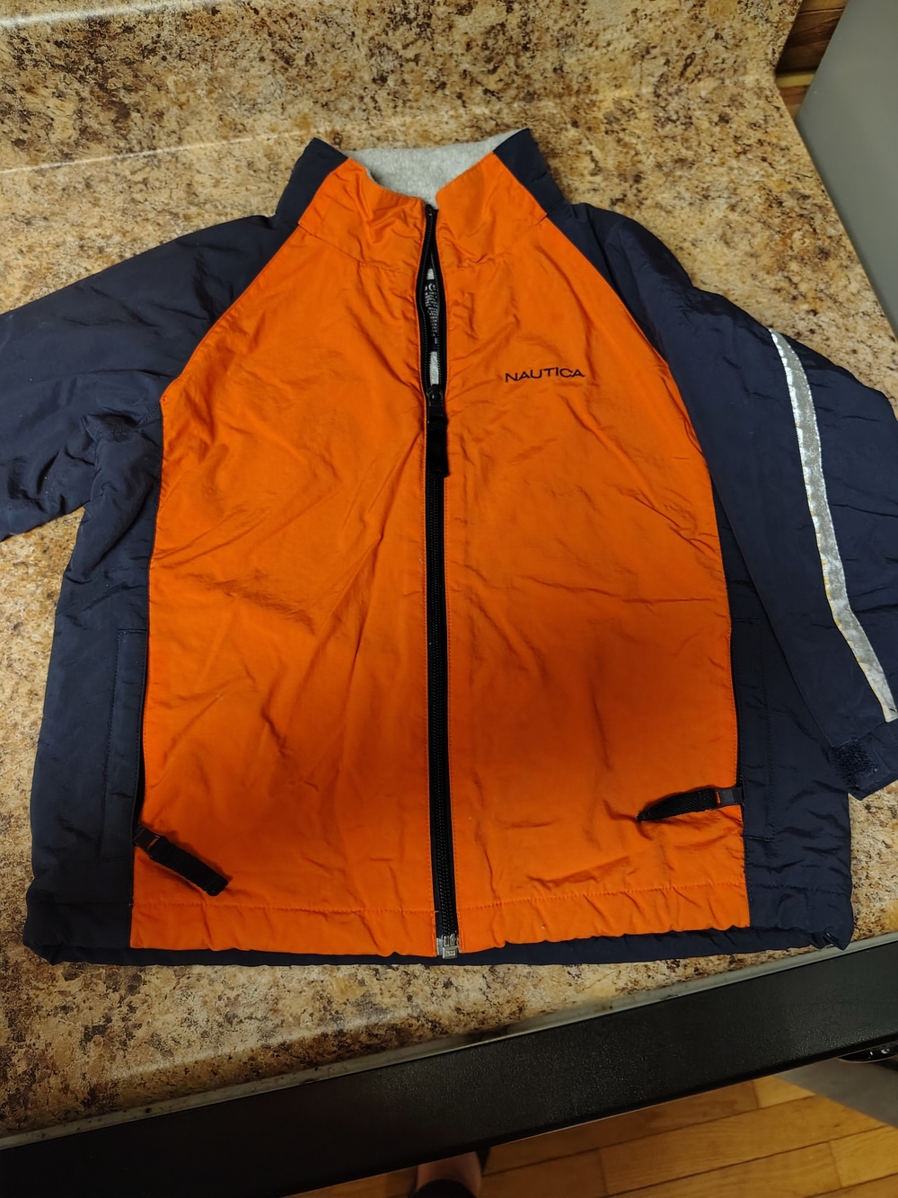 Nautica Kids Orange & Navy Fleece Lined Zip-Front Jacket